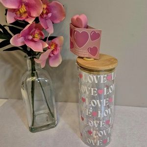 Love Glass Tumbler with Heart Straw Topper